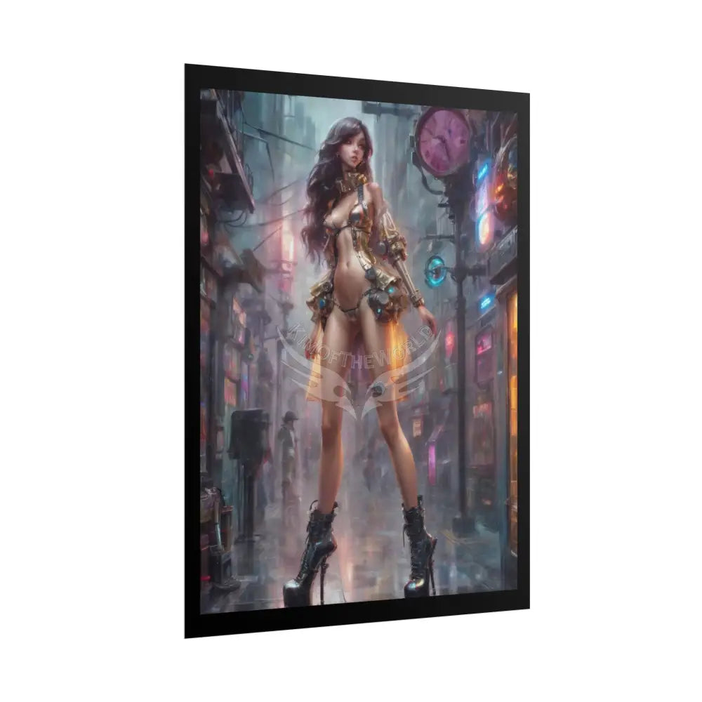 Extreme Towering Anime Giantess Lady Fashion Show Model Rolled Poster — Tall Girl Stiletto Art Poster