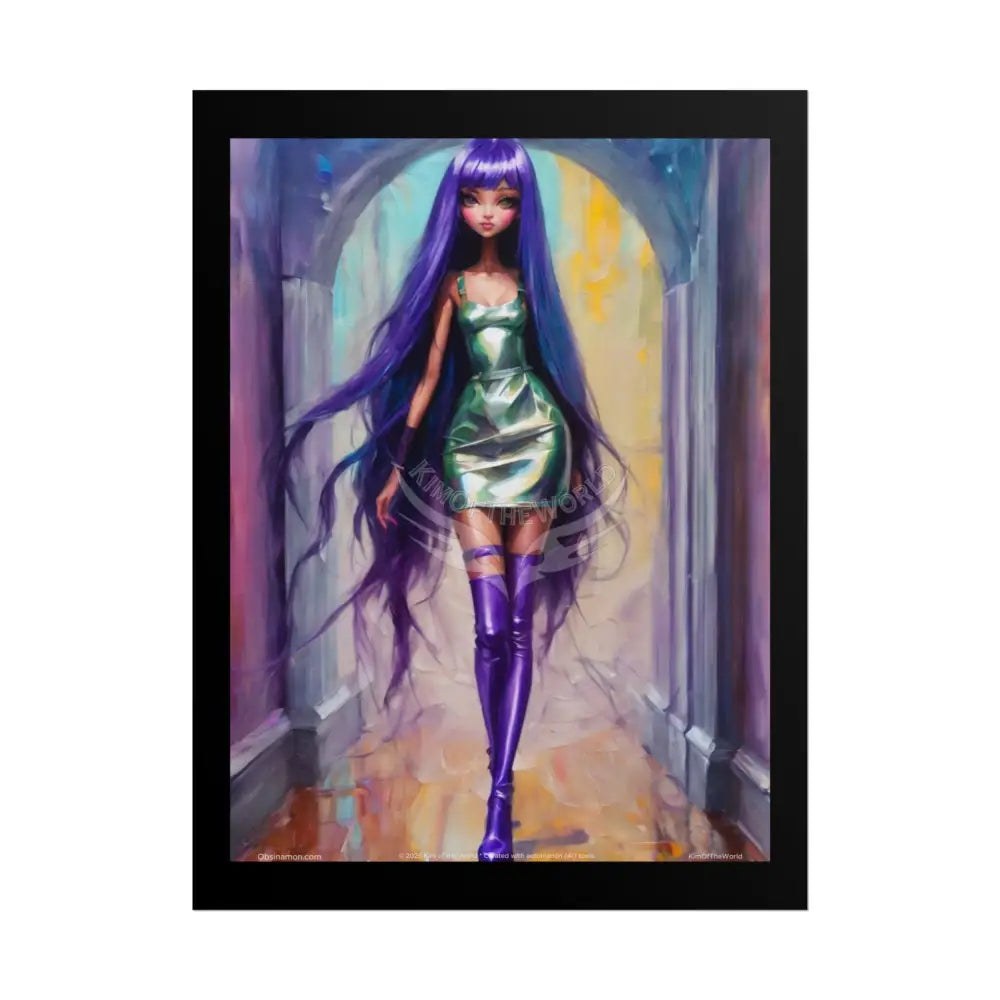 Extreme Towering Anime Giantess Lady Fashion Show Model Rolled Poster — Tall Girl Stiletto Art 18″ x 24″ (Vertical)