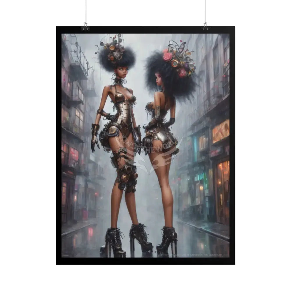 Extreme Towering Anime Giantess Lady Fashion Show Model Rolled Poster — Tall Girl Stiletto Art Poster