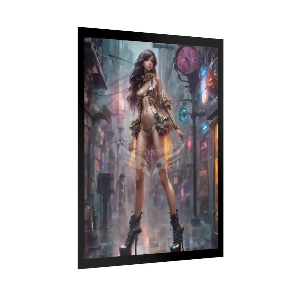 Extreme Towering Anime Giantess Lady Fashion Show Model Rolled Poster — Tall Girl Stiletto Art Poster