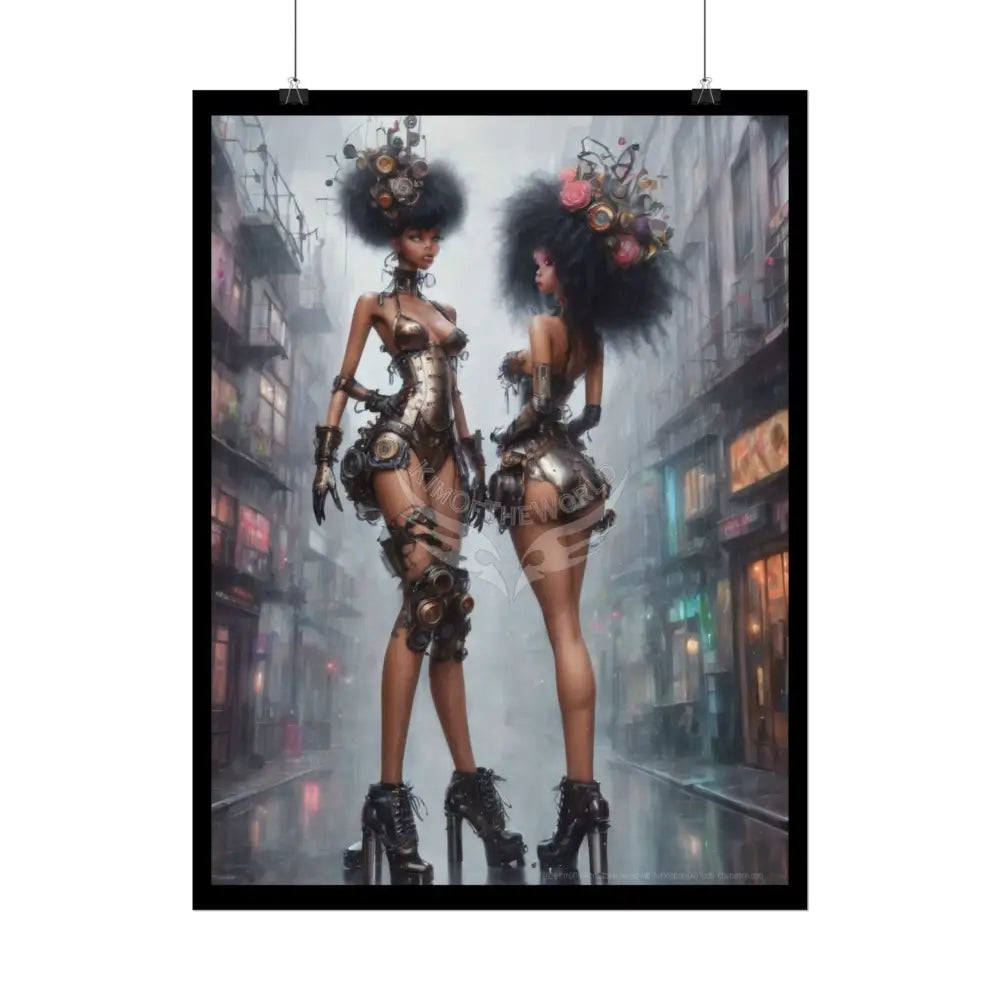Extreme Towering Anime Giantess Lady Fashion Show Model Rolled Poster — Tall Girl Stiletto Art Poster