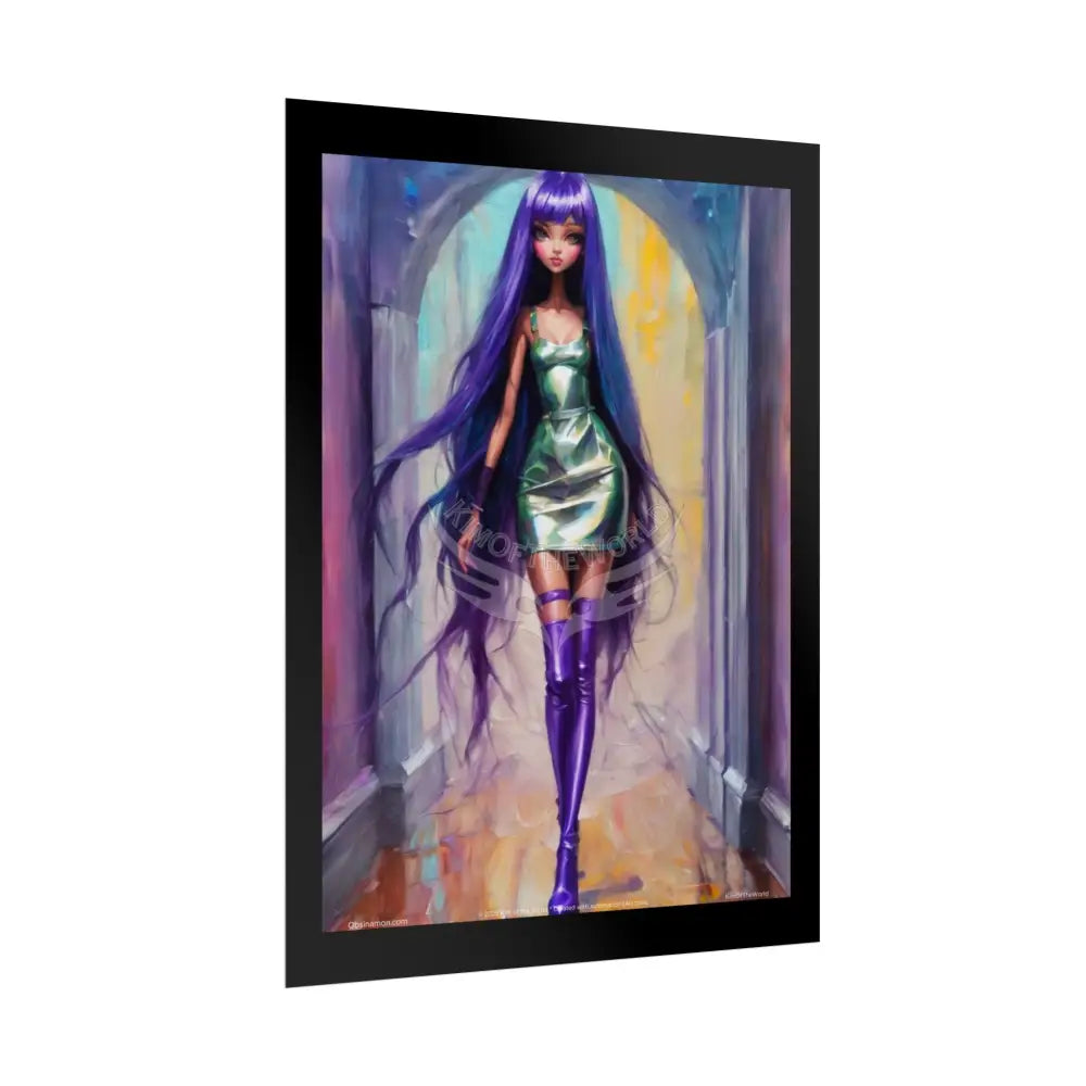 Extreme Towering Anime Giantess Lady Fashion Show Model Rolled Poster — Tall Girl Stiletto Art Poster