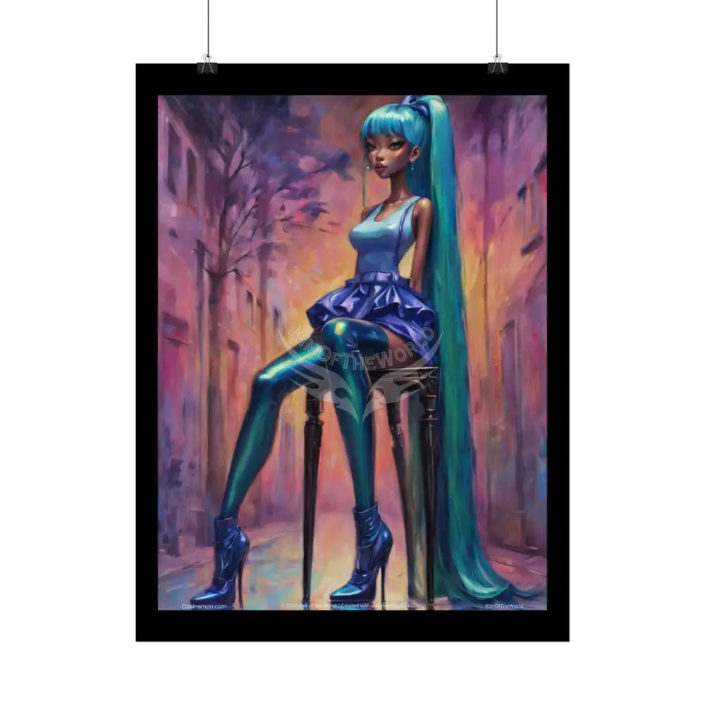 Extreme Towering Anime Giantess Lady Fashion Show Model Rolled Poster — Tall Girl Stiletto Art Poster