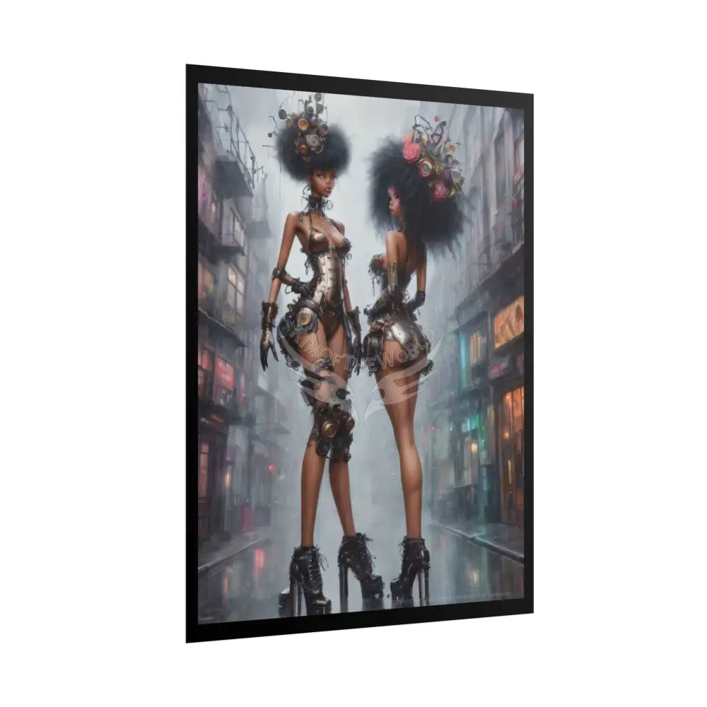 Extreme Towering Anime Giantess Lady Fashion Show Model Rolled Poster — Tall Girl Stiletto Art Poster