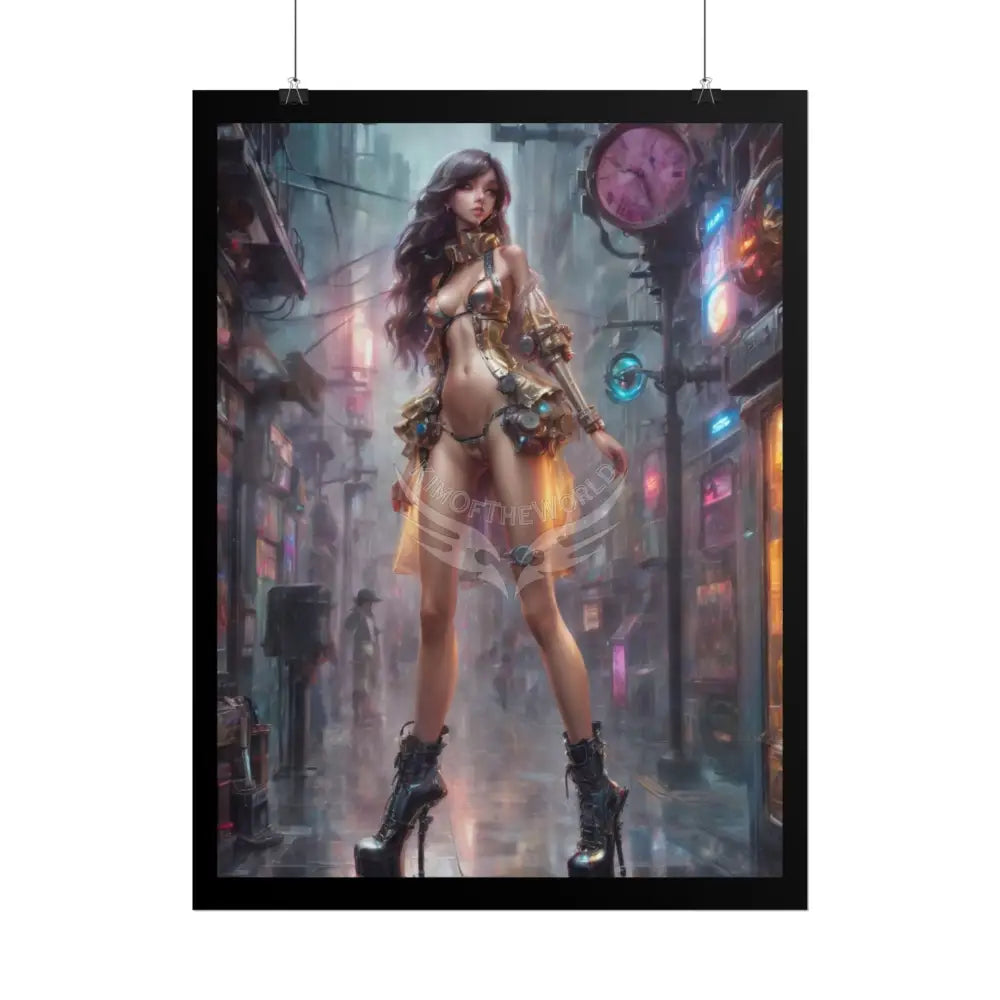 Extreme Towering Anime Giantess Lady Fashion Show Model Rolled Poster — Tall Girl Stiletto Art Poster