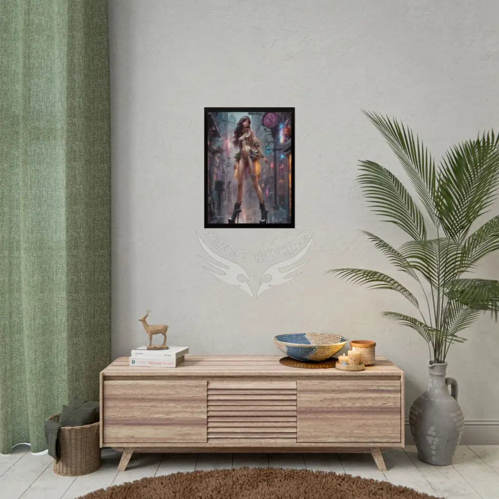 Extreme Towering Anime Giantess Lady Fashion Show Model Rolled Poster — Tall Girl Stiletto Art Poster