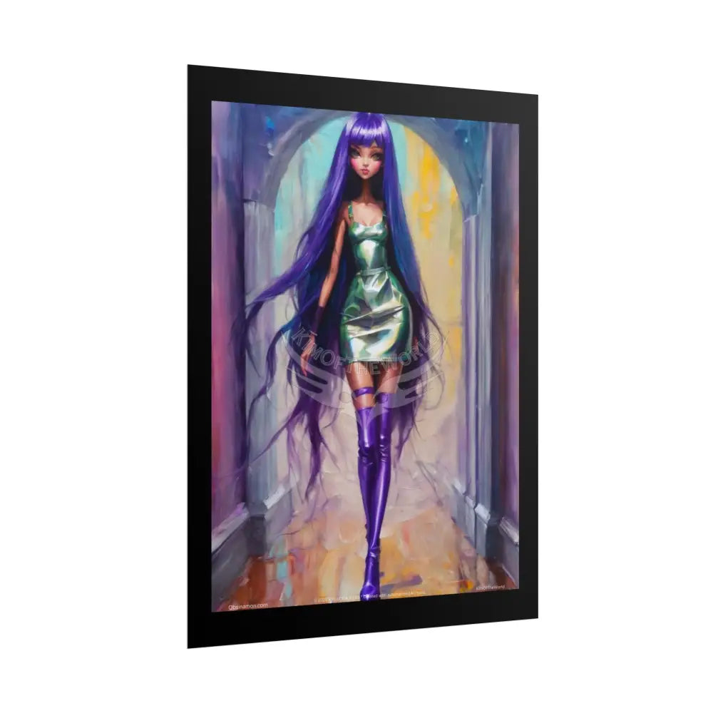 Extreme Towering Anime Giantess Lady Fashion Show Model Rolled Poster — Tall Girl Stiletto Art Poster