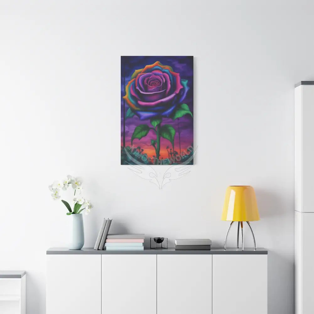 Fantasy Blue Gothic Giant Rose Magic Canvas Wall Art — Matte Stretched 1.25’’ 24’’ x 36’’ (Vertical) / 1.25’’ Canvas