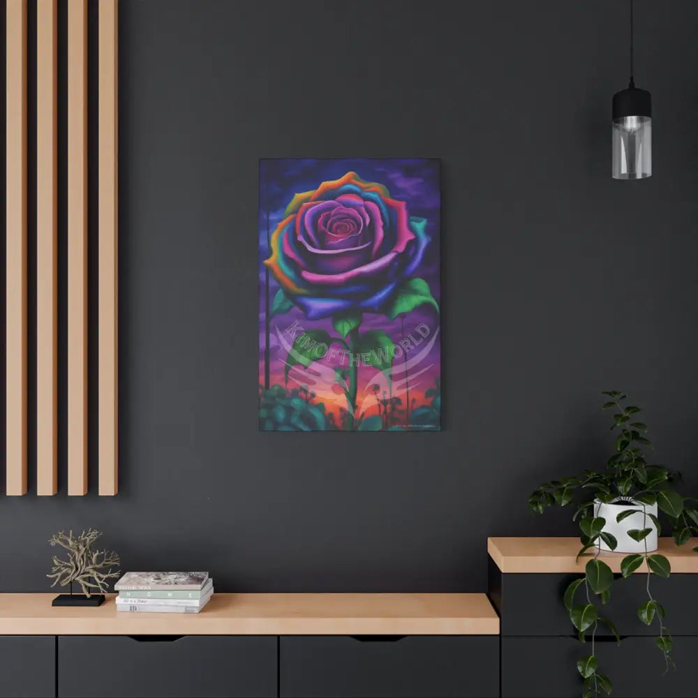 Fantasy Blue Gothic Giant Rose Magic Canvas Wall Art — Matte Stretched 1.25’’ 24’’ x 36’’ (Vertical) / 1.25’’ Canvas