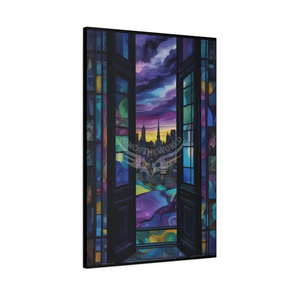 Fantasy Blue Magic Doorway Canvas Wall Art — Matte Stretched 1.25’’ 24’’ x 36’’ (Vertical) / 1.25’’ Canvas