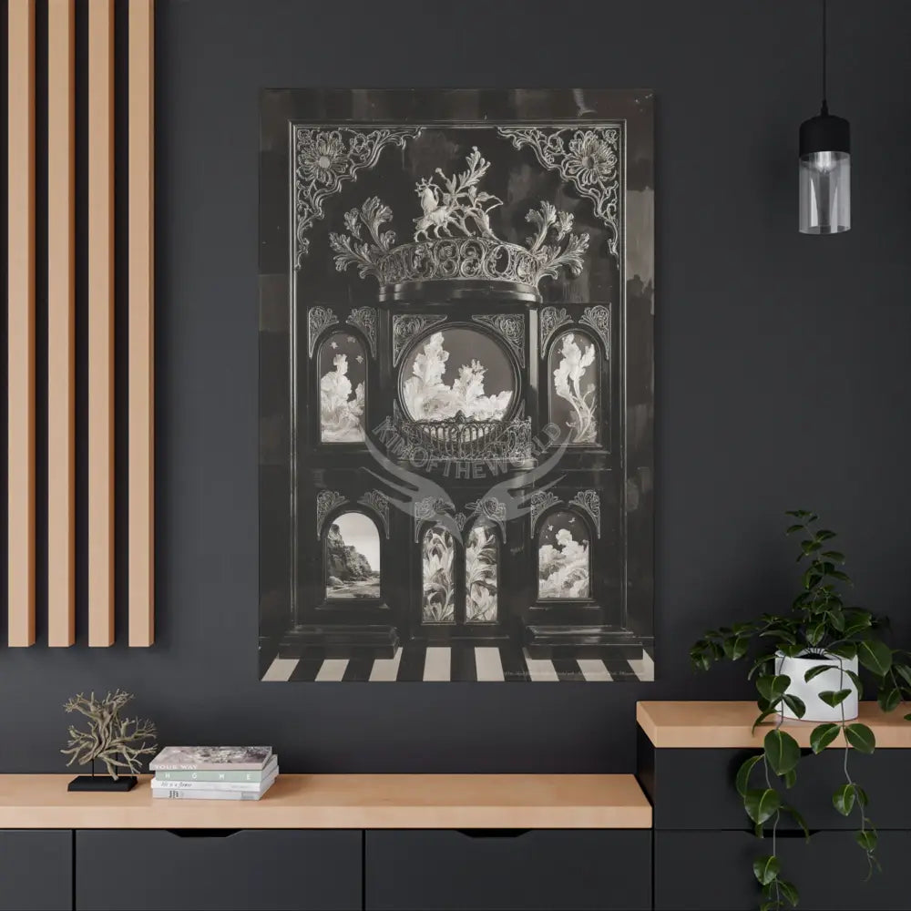 Fantasy Floral 3D Matte Canvas Print Black and White — Laced Multi-Dimensional Wall Art Canvas