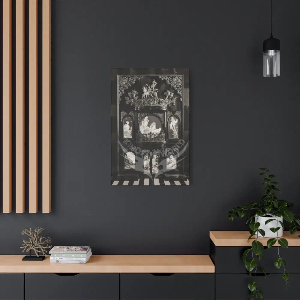 Fantasy Floral 3D Matte Canvas Print Black and White — Laced Multi-Dimensional Wall Art Canvas