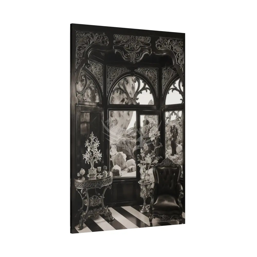 Fantasy Floral 3D Matte Canvas Print Black and White — Laced Multi-Dimensional Wall Art Canvas