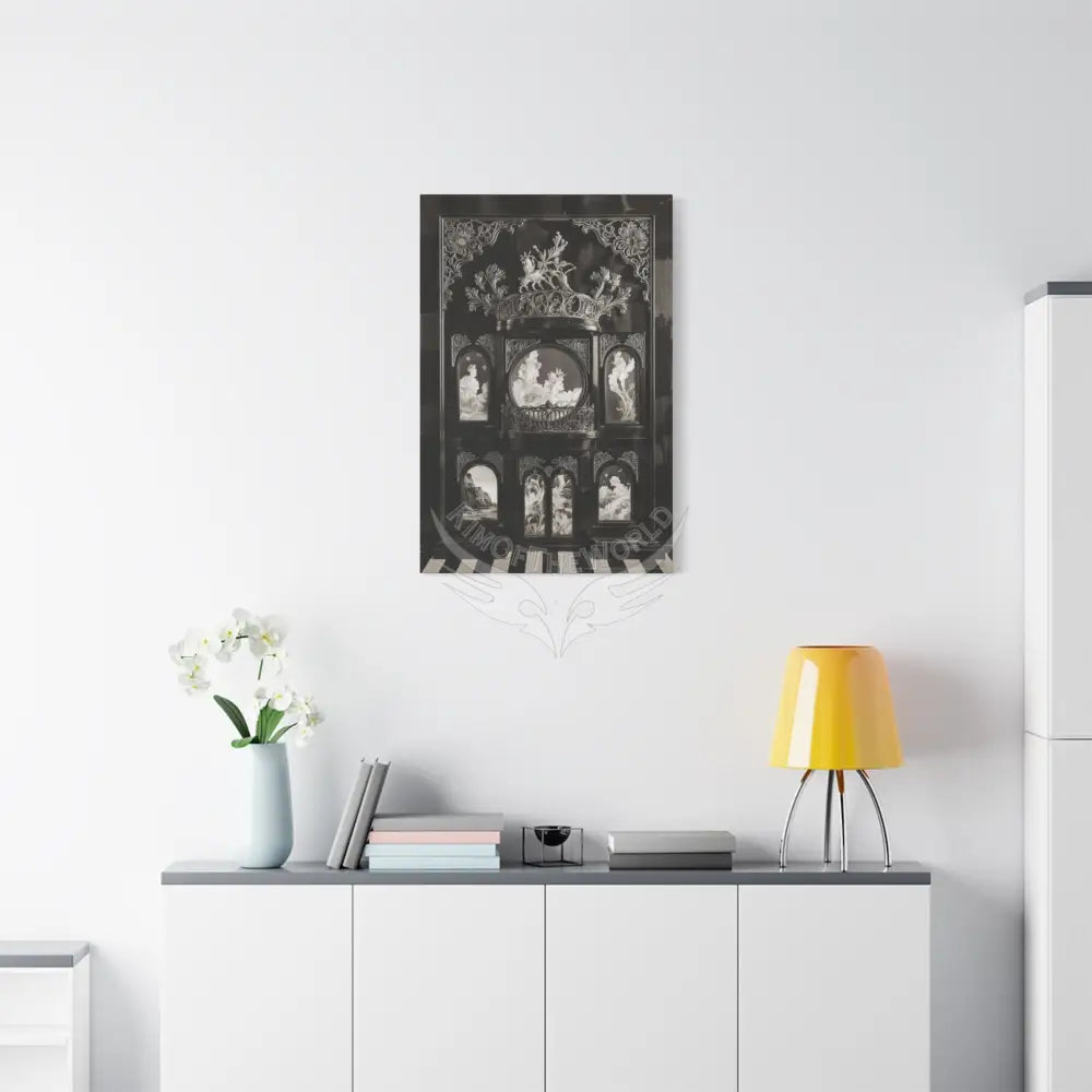 Fantasy Floral 3D Matte Canvas Print Black and White — Laced Multi-Dimensional Wall Art Canvas