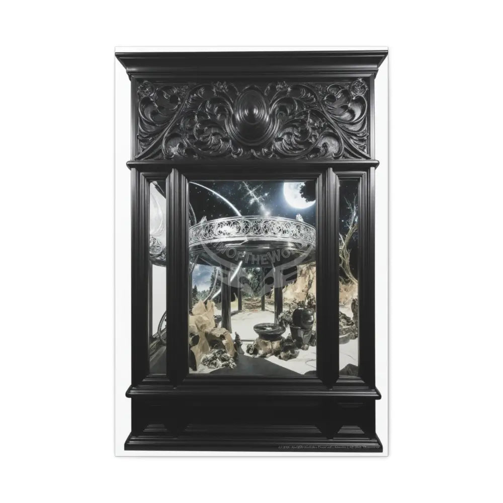 Fantasy Floral 3D Matte Canvas Print Black and White — Laced Multi-Dimensional Wall Art 24’’ x 36’’ (Vertical) / 1.25’’