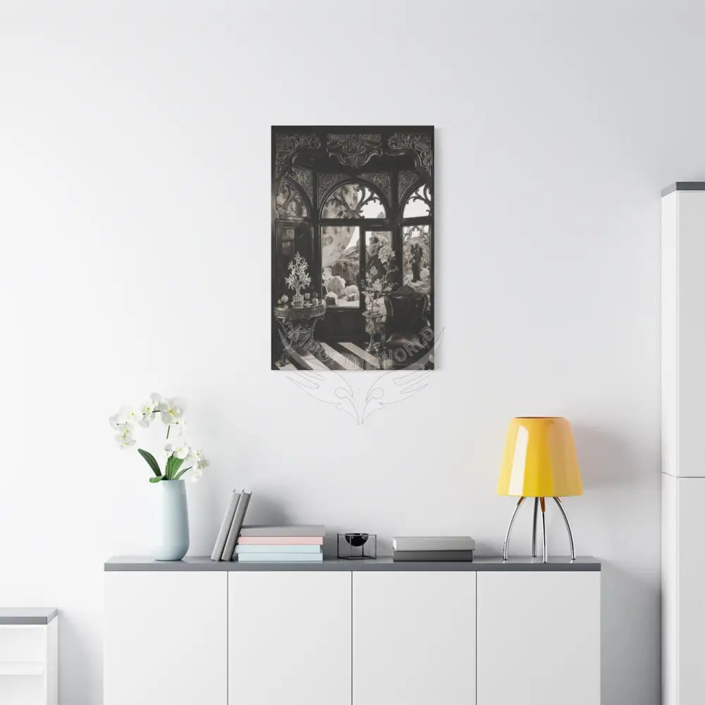 Fantasy Floral 3D Matte Canvas Print Black and White — Laced Multi-Dimensional Wall Art Canvas
