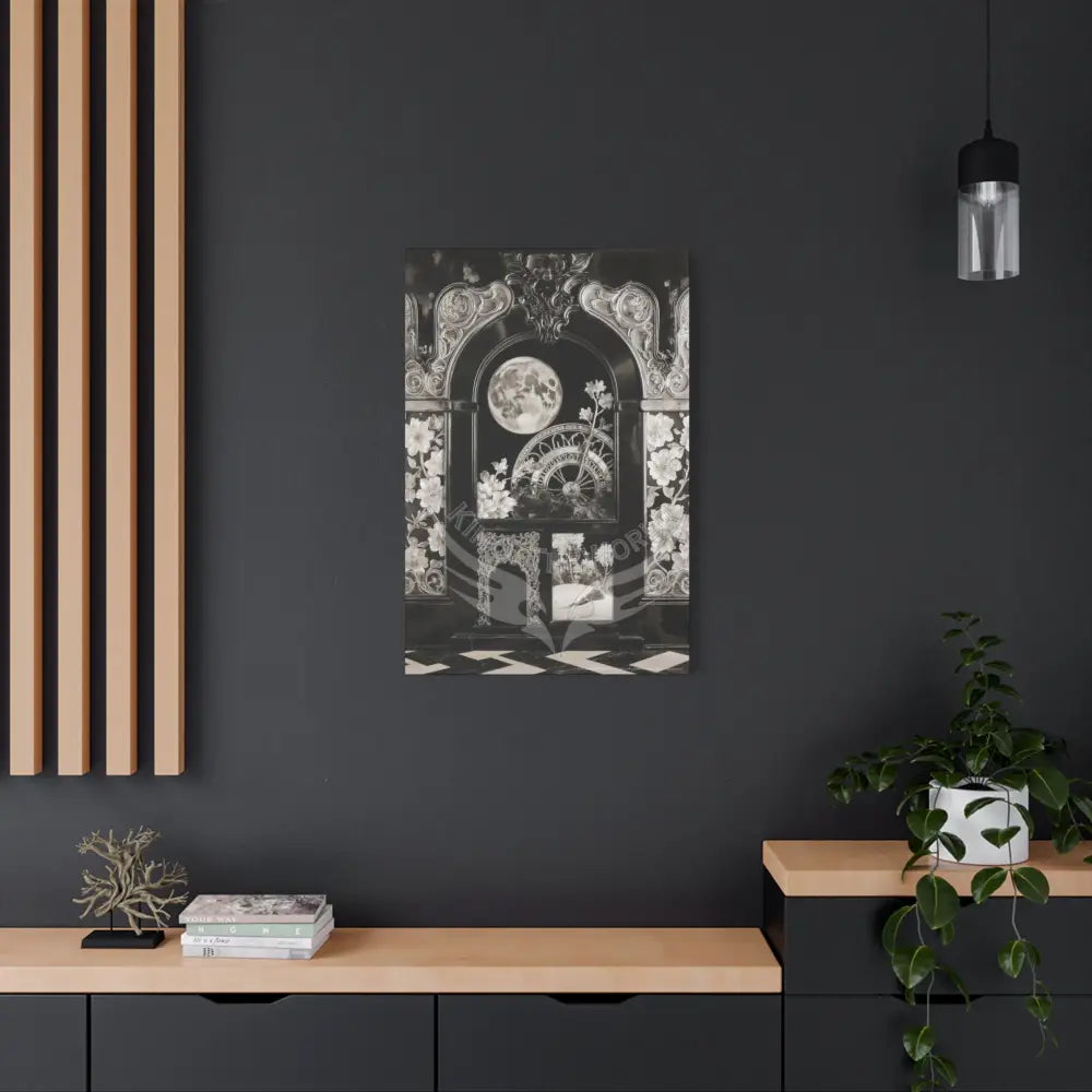 Fantasy Floral 3D Matte Canvas Print Black and White — Laced Multi-Dimensional Wall Art Canvas