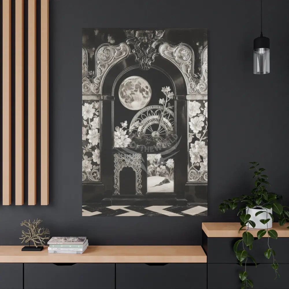Fantasy Floral 3D Matte Canvas Print Black and White — Laced Multi-Dimensional Wall Art Canvas