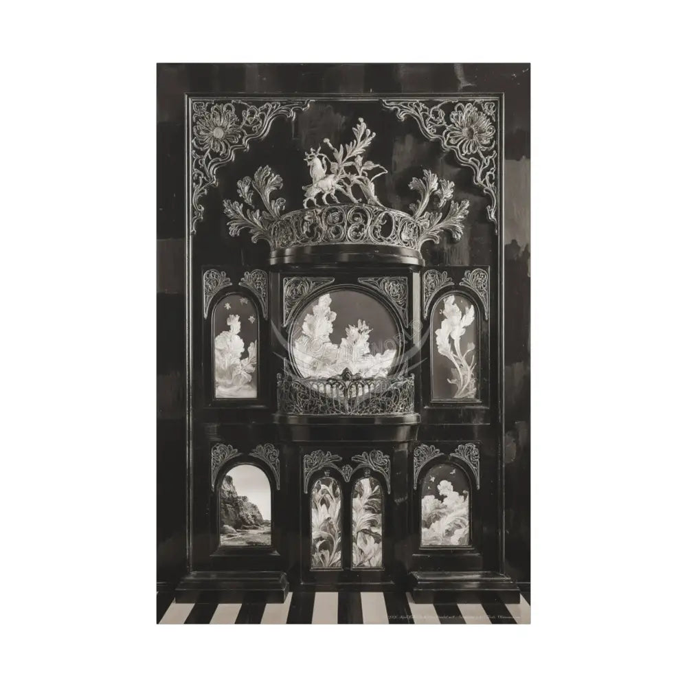 Fantasy Floral 3D Matte Canvas Print Black and White — Laced Multi-Dimensional Wall Art 40’’ x 60’’ (Vertical) / 1.25’’