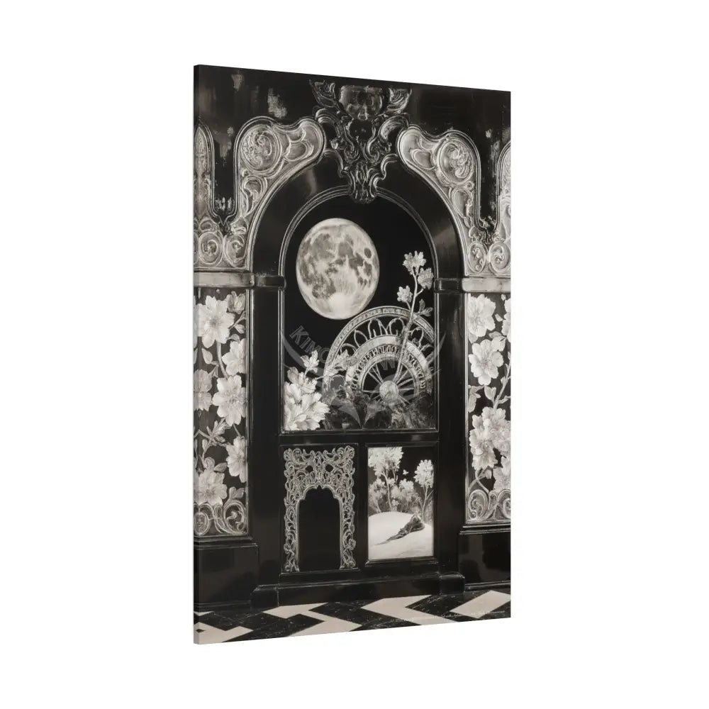 Fantasy Floral 3D Matte Canvas Print Black and White — Laced Multi-Dimensional Wall Art Canvas