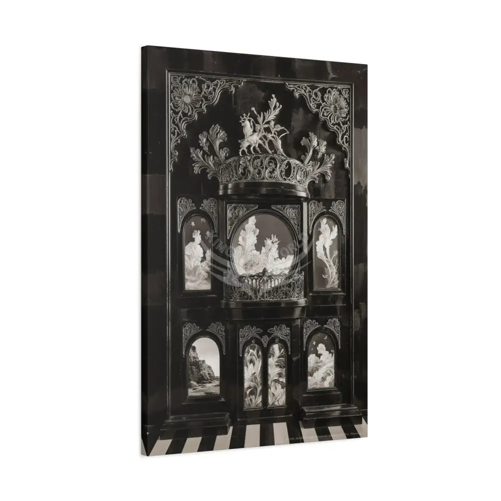 Fantasy Floral 3D Matte Canvas Print Black and White — Laced Multi-Dimensional Wall Art Canvas