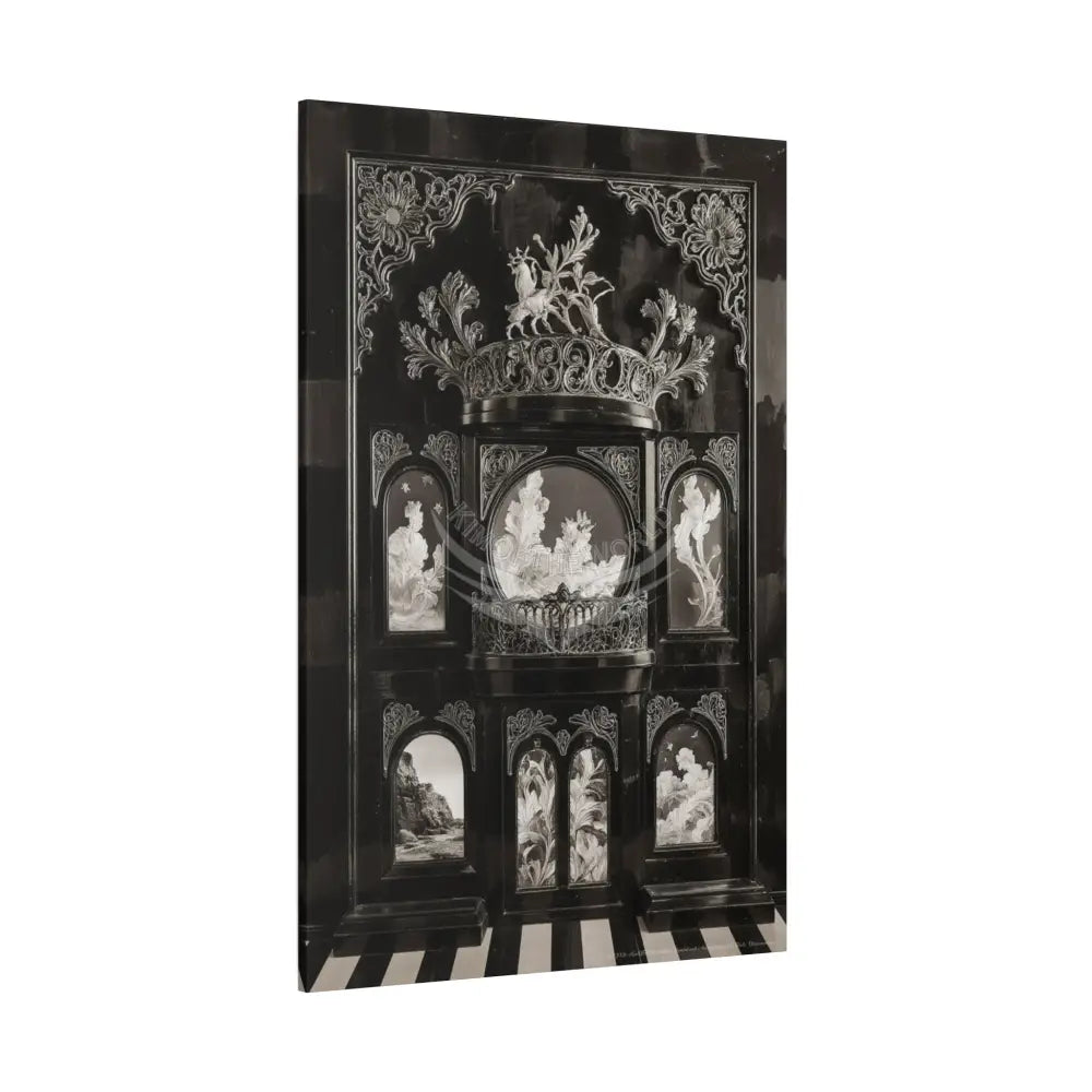 Fantasy Floral 3D Matte Canvas Print Black and White — Laced Multi-Dimensional Wall Art Canvas