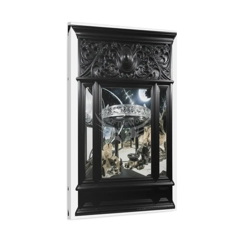 Fantasy Floral 3D Matte Canvas Print Black and White — Laced Multi-Dimensional Wall Art Canvas