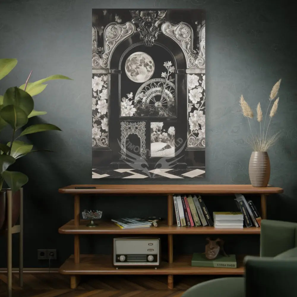 Fantasy Floral 3D Matte Canvas Print Black and White — Laced Multi-Dimensional Wall Art Canvas