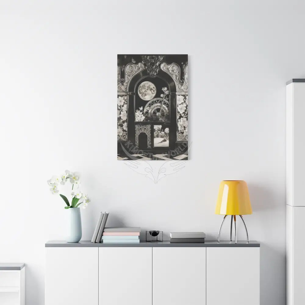 Fantasy Floral 3D Matte Canvas Print Black and White — Laced Multi-Dimensional Wall Art Canvas