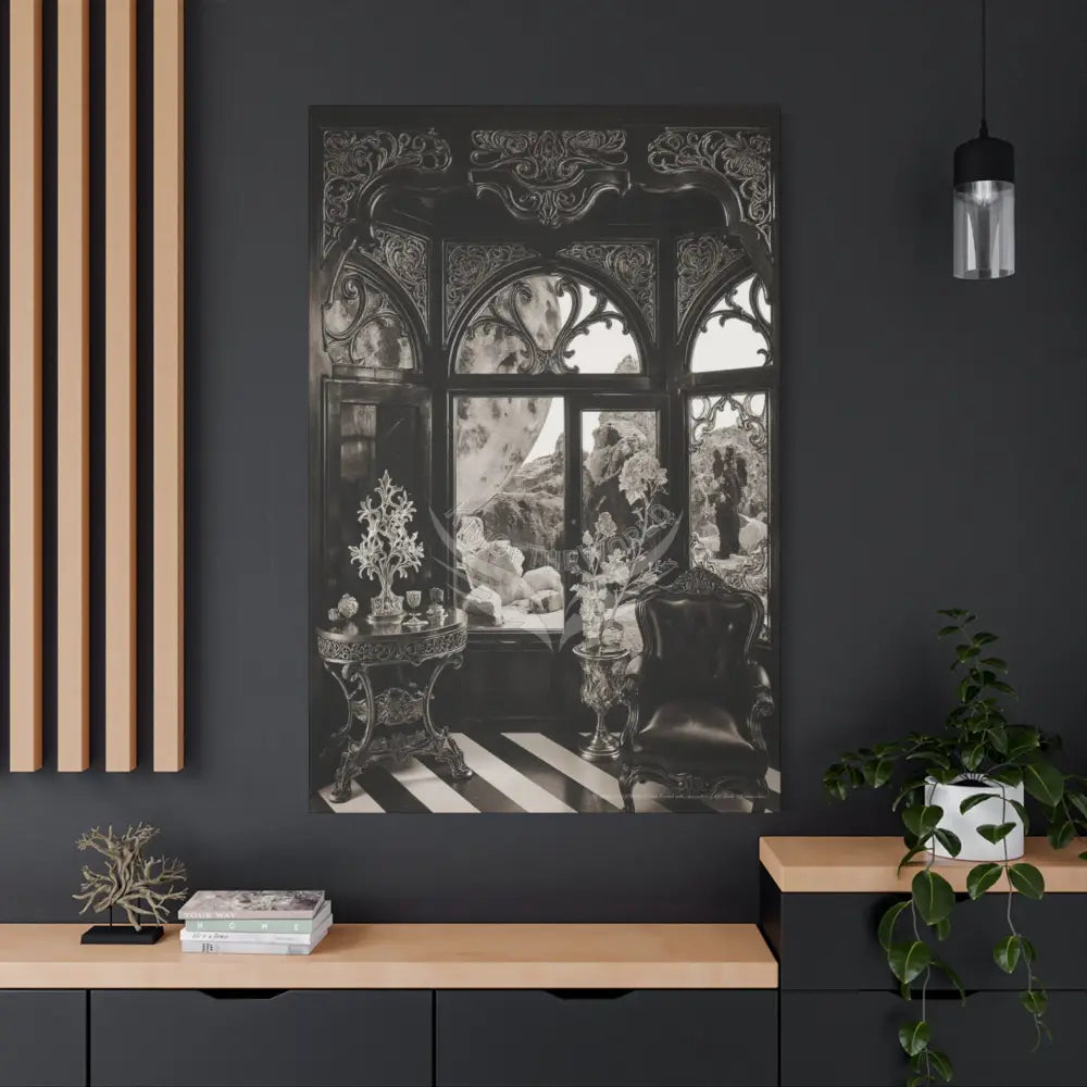 Fantasy Floral 3D Matte Canvas Print Black and White — Laced Multi-Dimensional Wall Art Canvas