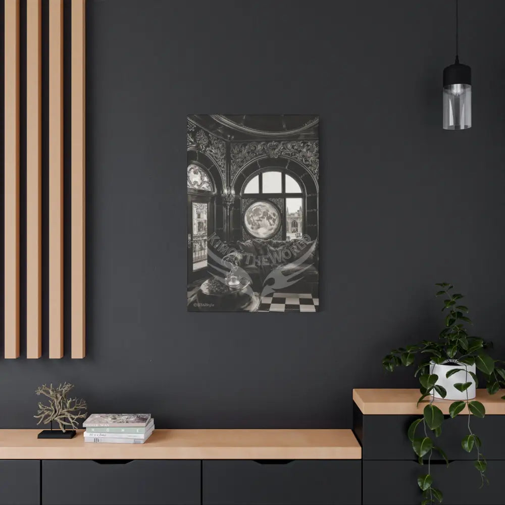 Fantasy Floral 3D Matte Canvas Print Black and White Moon — Laced Multi-Dimensional Wall Art Canvas