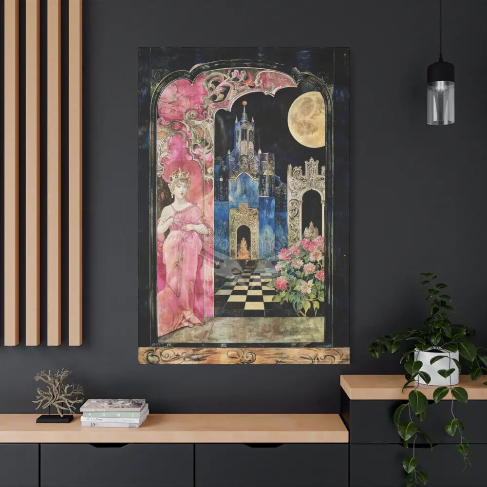 Fantasy Frames & Floral Blue Lace 3D Matte Canvas Print — 3D Laced Multi-Dimensional Wall Art Canvas