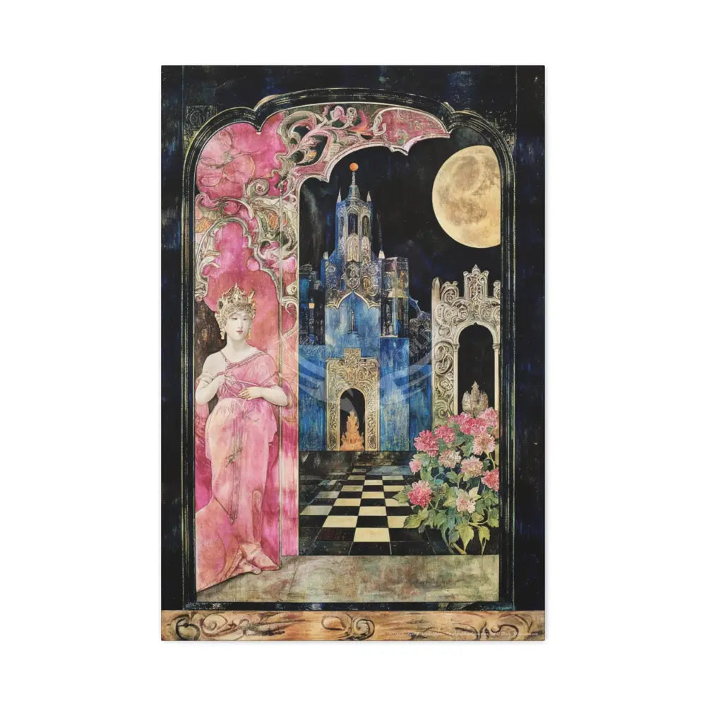 Fantasy Frames & Floral Blue Lace 3D Matte Canvas Print — 3D Laced Multi-Dimensional Wall Art 24’’ x 36’’ (Vertical)