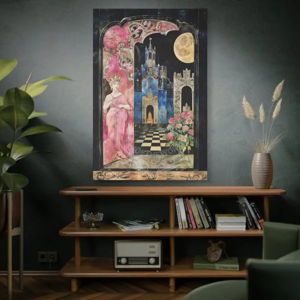 Fantasy Frames & Floral Blue Lace 3D Matte Canvas Print — 3D Laced Multi-Dimensional Wall Art Canvas