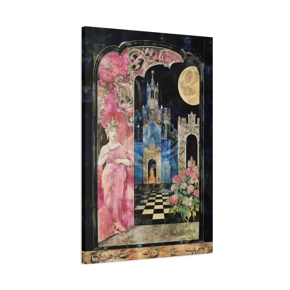 Fantasy Frames & Floral Blue Lace 3D Matte Canvas Print — 3D Laced Multi-Dimensional Wall Art Canvas