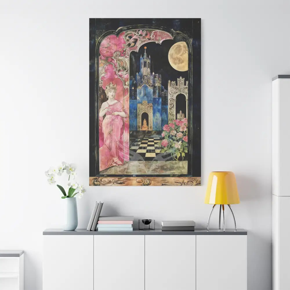 Fantasy Frames & Floral Blue Lace 3D Matte Canvas Print — 3D Laced Multi-Dimensional Wall Art Canvas