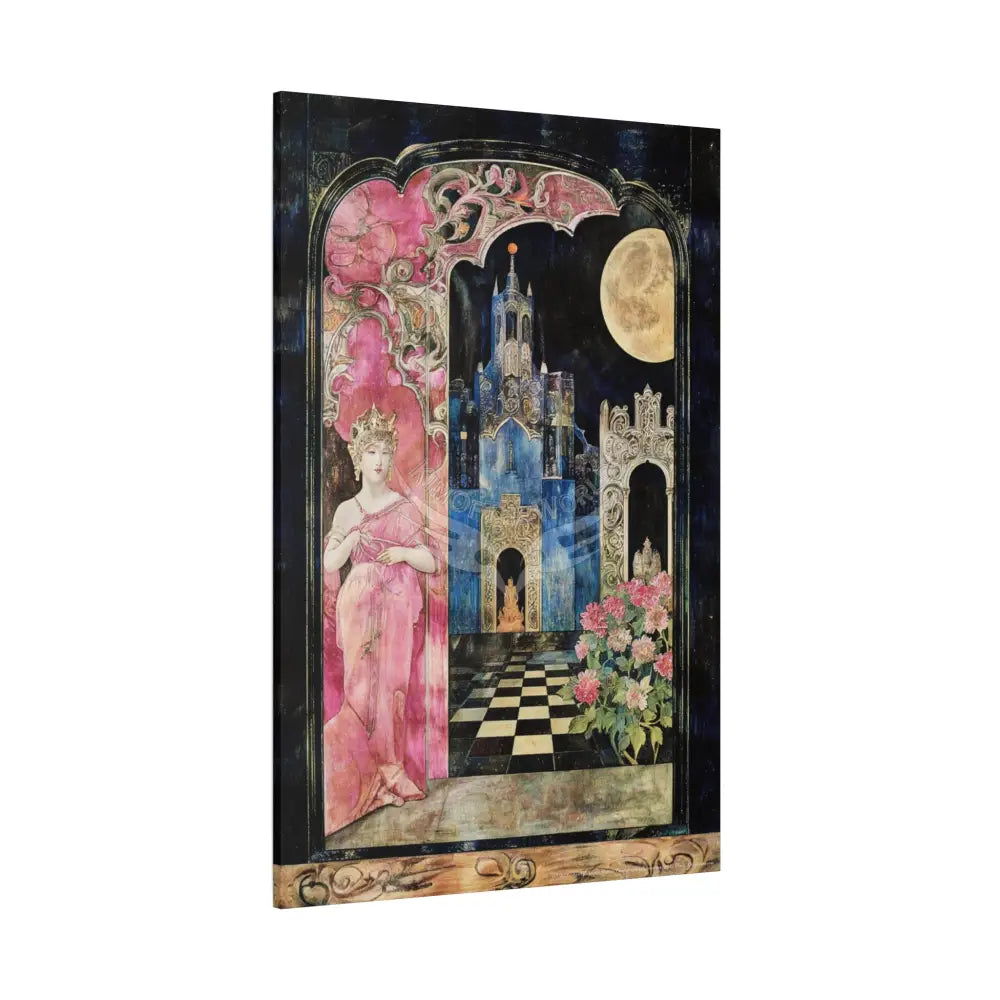 Fantasy Frames & Floral Blue Lace 3D Matte Canvas Print — 3D Laced Multi-Dimensional Wall Art Canvas