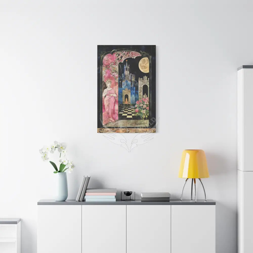 Fantasy Frames & Floral Blue Lace 3D Matte Canvas Print — 3D Laced Multi-Dimensional Wall Art Canvas