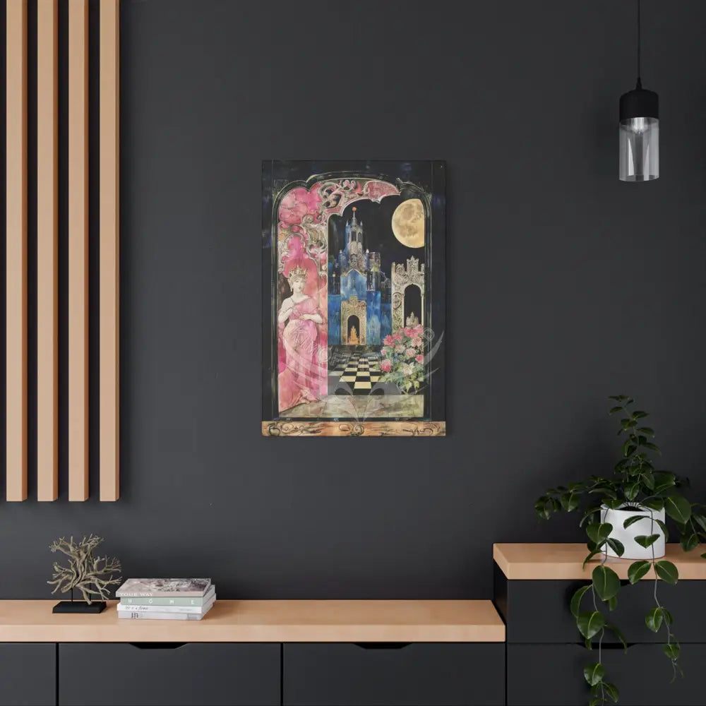 Fantasy Frames & Floral Blue Lace 3D Matte Canvas Print — 3D Laced Multi-Dimensional Wall Art Canvas