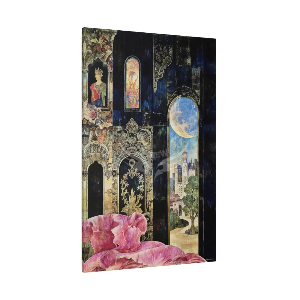 Fantasy Frames & Floral Lace 3D Matte Canvas Print — 3D Laced Multi-Dimensional Wall Art Canvas