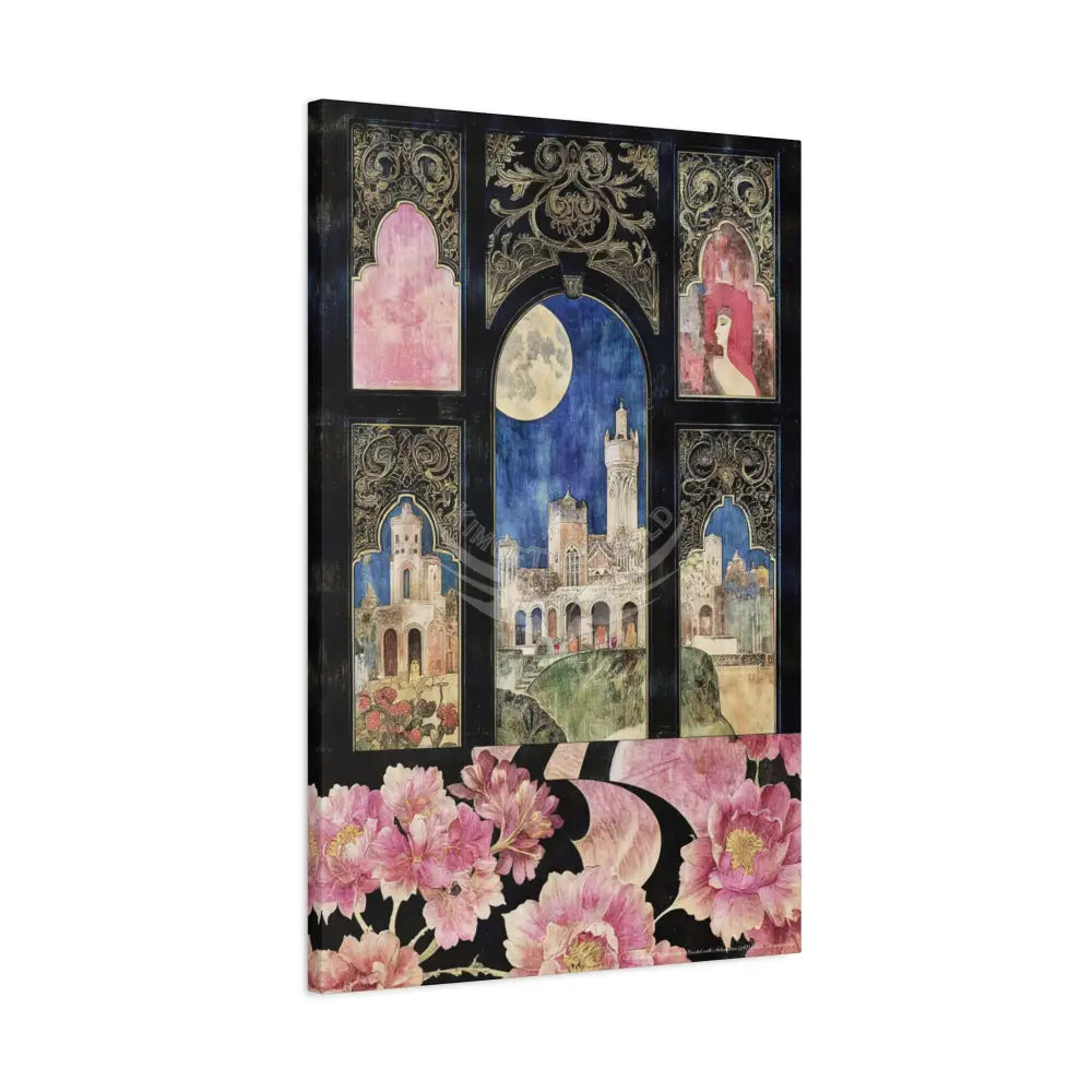 Fantasy Frames & Floral Lace 3D Matte Canvas Print — 3D Laced Multi-Dimensional Wall Art Canvas