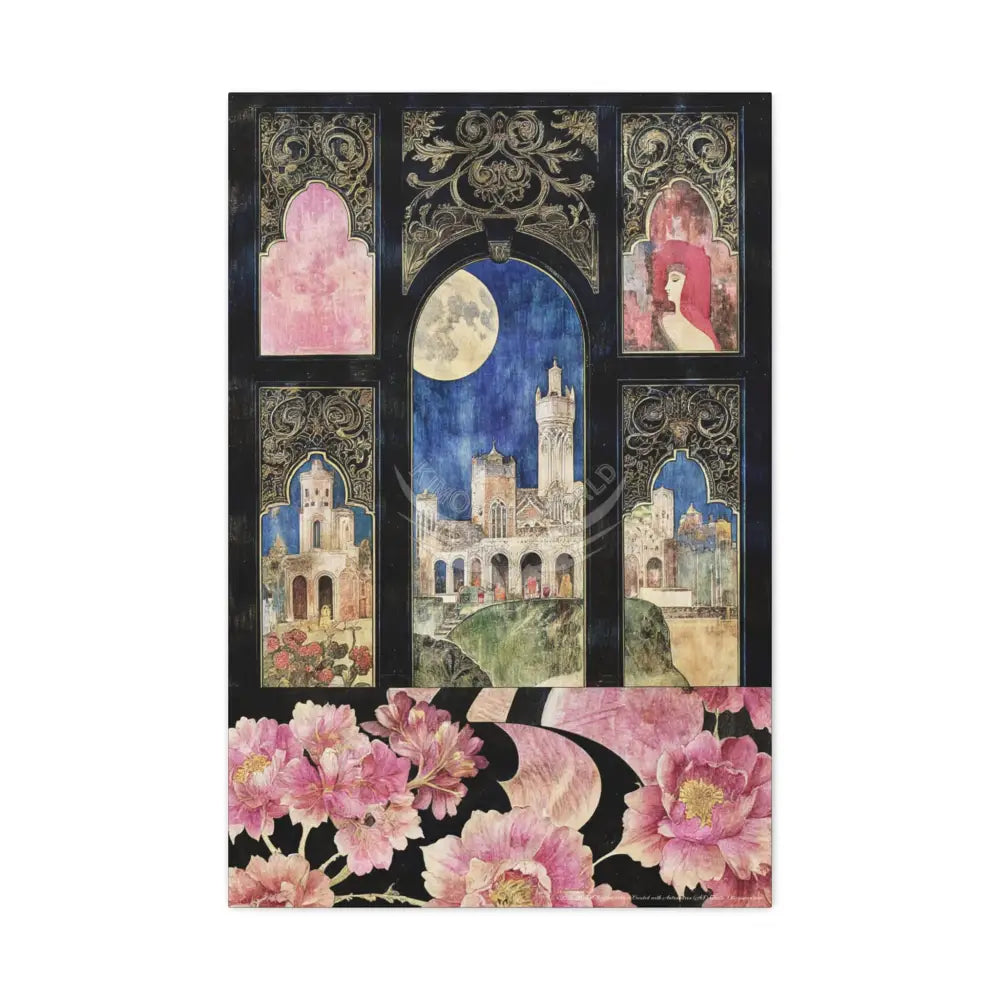 Fantasy Frames & Floral Lace 3D Matte Canvas Print — 3D Laced Multi-Dimensional Wall Art 24’’ x 36’’ (Vertical)