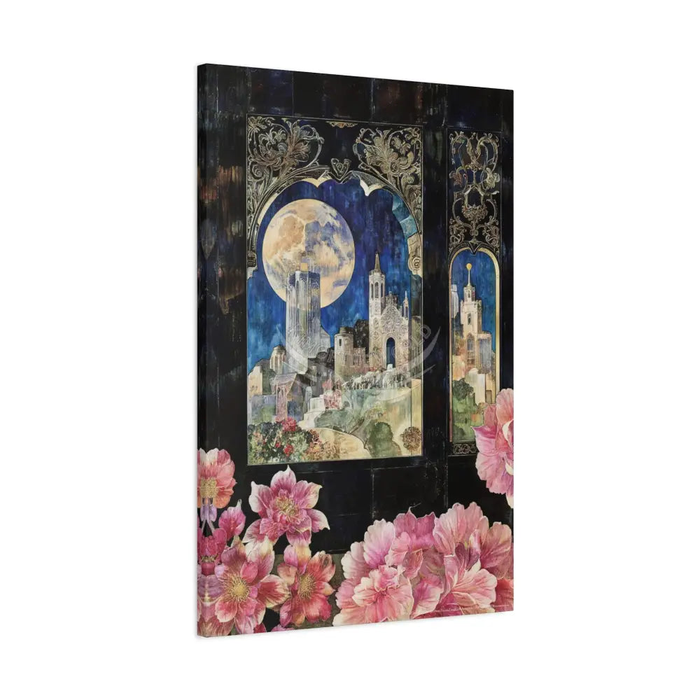 Fantasy Frames & Floral Lace 3D Matte Canvas Print — 3D Laced Multi-Dimensional Wall Art Canvas
