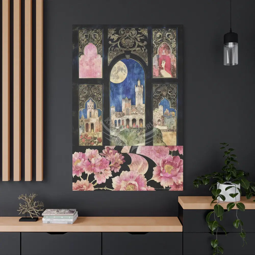 Fantasy Frames & Floral Lace 3D Matte Canvas Print — 3D Laced Multi-Dimensional Wall Art Canvas