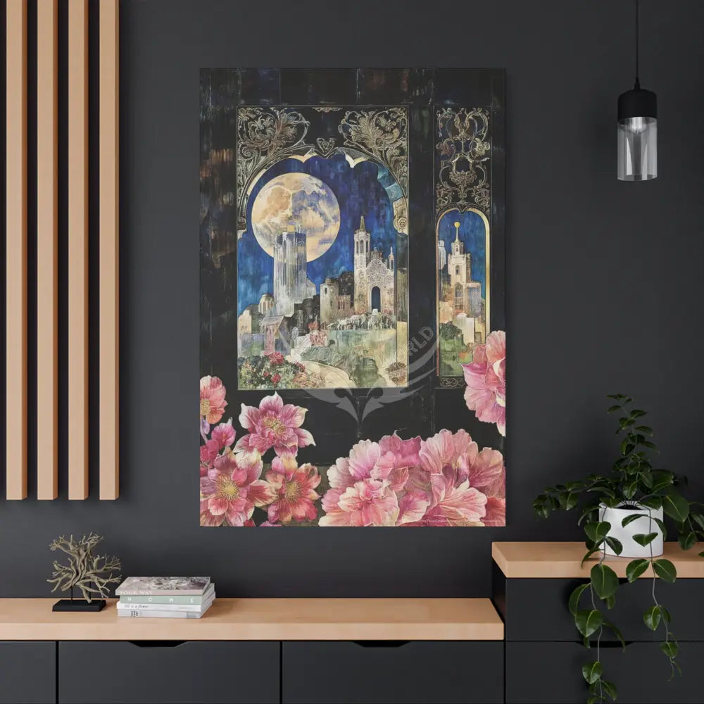 Fantasy Frames & Floral Lace 3D Matte Canvas Print — 3D Laced Multi-Dimensional Wall Art Canvas