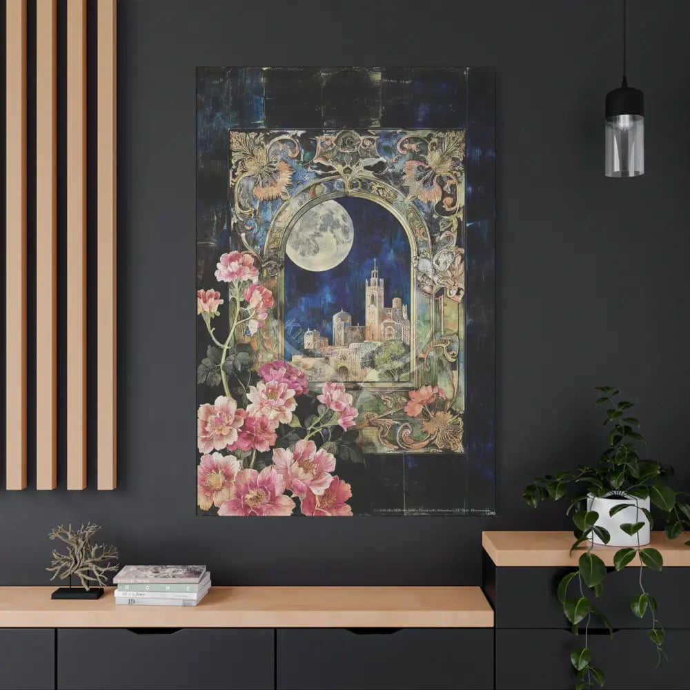 Fantasy Frames & Floral Lace 3D Matte Canvas Print — 3D Laced Multi-Dimensional Wall Art Canvas