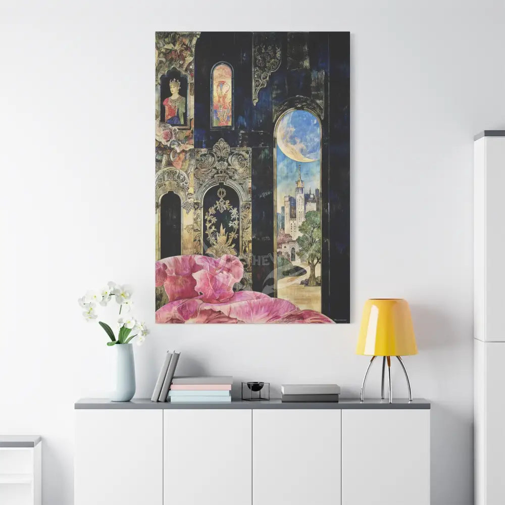 Fantasy Frames & Floral Lace 3D Matte Canvas Print — 3D Laced Multi-Dimensional Wall Art Canvas
