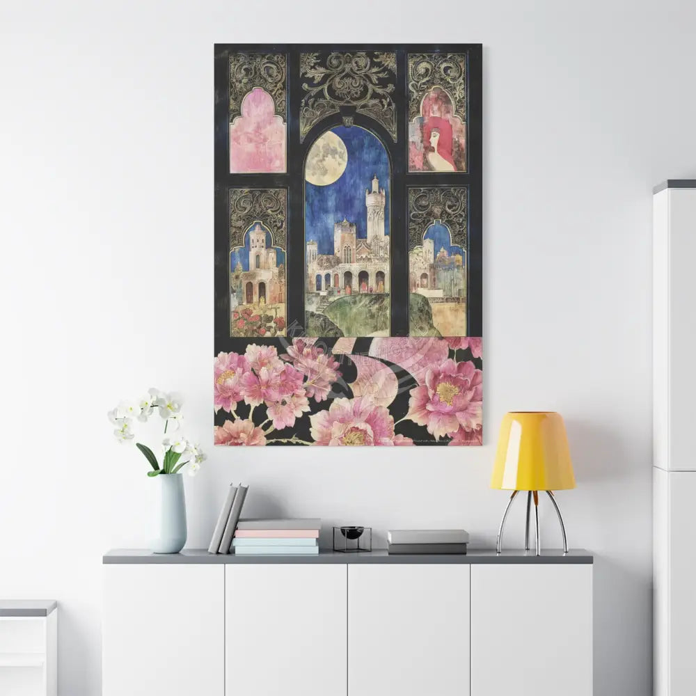 Fantasy Frames & Floral Lace 3D Matte Canvas Print — 3D Laced Multi-Dimensional Wall Art Canvas