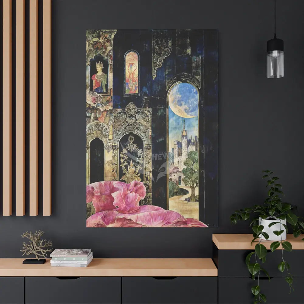 Fantasy Frames & Floral Lace 3D Matte Canvas Print — 3D Laced Multi-Dimensional Wall Art Canvas
