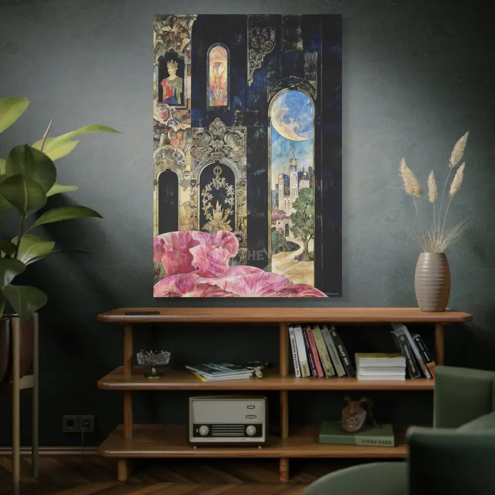 Fantasy Frames & Floral Lace 3D Matte Canvas Print — 3D Laced Multi-Dimensional Wall Art Canvas